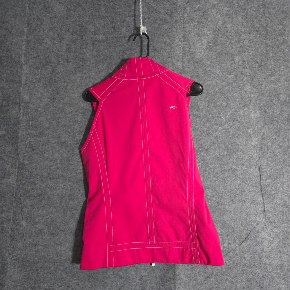 KJUS Golf Vest Womens Medium Hot Pink Full Zip Softshell White Performance Layer - Picture 2 of 10